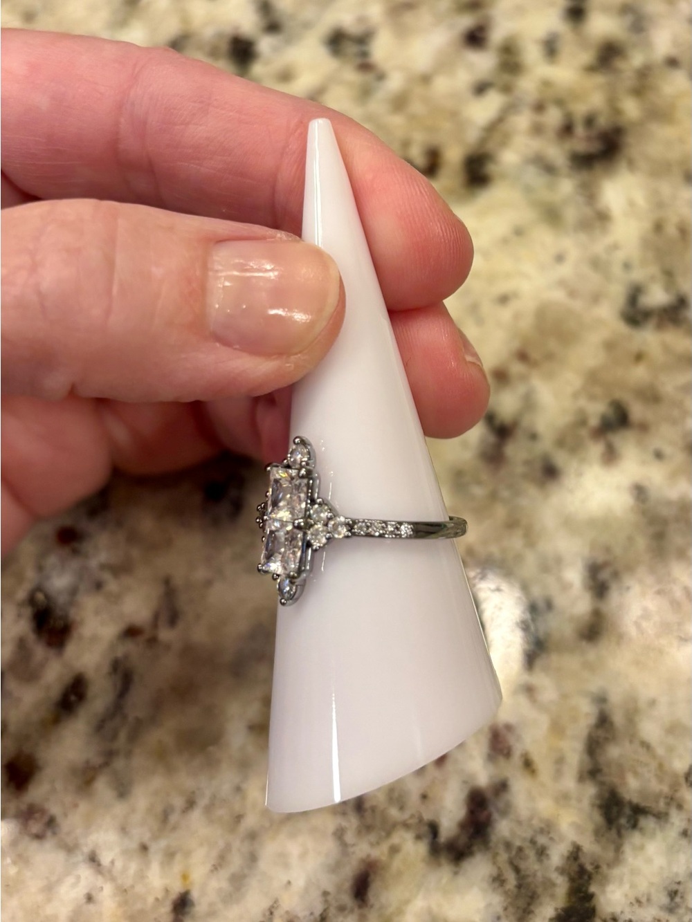 BP Sparkling White CZ Halo Ring in Silver-Tone - Women Jewelry SIZE 7 - Picture 4 of 4